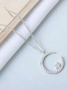 1 pieza Collar gargantilla elegante con adorno de estrella y luna de strass para mujer, diseño minimalista y único, regalo perfecto para fiesta