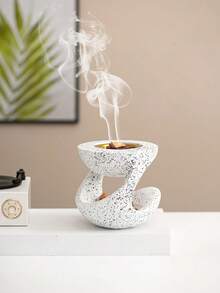 1 Stück Hand-Räuchergefäß aus Kunstharz, Schwarz/Weiß, Stil, Räucherstäbchenhalter im orientalischen Stil, für Zuhause, Schlafzimmer, Wohnzimmer, Büro, Hotel, Festival-Dekoration, Cut Out Rücken