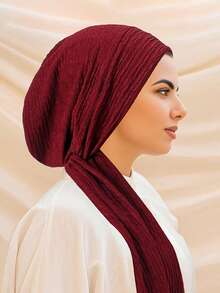 1件新款纯色弹力发带帽，多功能褶皱头巾帽，女士连衣裙适用