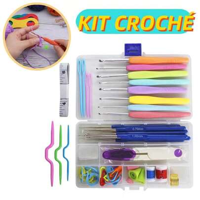 Kit Croche Amigurumi Ferramenta Agulhas Acessórios Completo- 53 PÇS