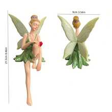 1 pieza Estatua de hada de resina exquisita, decoración de jardín. El hada lleva ropa verde fresca y sostiene una rosa delicada en su mano. Con alas en forma de hoja que parecen de la propia naturaleza, el diseño realista da la impresión de que está a punto de emprender el vuelo. Debido a sus propiedades de material, es adecuada para colocar en jardines exteriores, a lo largo de los caminos del jardín o cerca de las camas de flores, complementando el paisaje natural para crear un jardín de cuento de hadas.