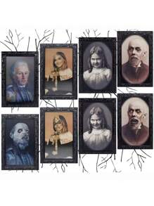 1/4 Stücke Halloween Dekoration für Innenbereich 3D Gesichts-Wechsel Horror Fotorahmen, gruselige Geister Wanddekoration Portrait Horror Halloween Deko Horror Party Schloss Haus Heimdekoration