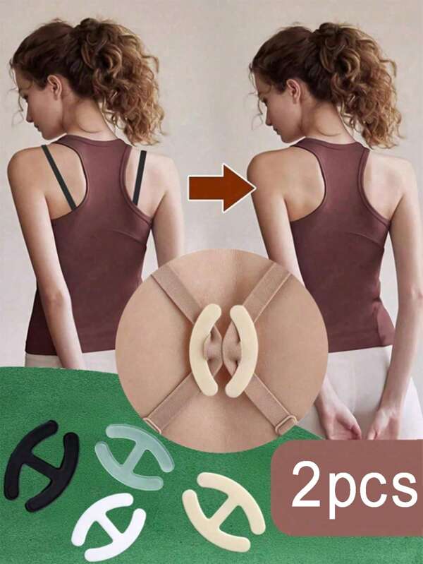 2pcs Flower-Shaped Bra Strap Clips Invisible Underwear Anti-Slip Buckles Chest Anti-Exposure Bra Straps Cross Strap Buckles Bra Underwear Accessories, Women's Underwear Accessories Invisible Anti-Slip Bra Strap Buckles, The Perfect Solution To Solve The Problem Of Bra Straps Slipping, Suitable For Travel, Sports, Outdoor, Belt Body Care, Back To School Supplies, Summer Must-Haves