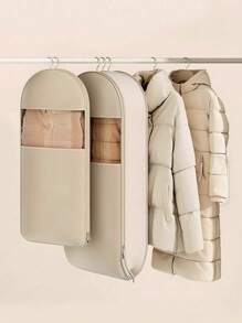 1pc Compressible Dust Cover For Down Jackets, Garment Storage Bag With Clear Viewing Window – Space Saving Hanging Garment Bag With Self Compression Zipper, Wardrobe Organizer, Closet Storage And Organization