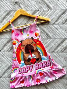 Vestido Para Niña Niñas De Capibara Capybara Fresco Suave Comodo - Rosa - Ver 6