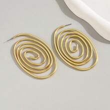 1 Pair Fashion Creative Hollow Round Circle Swirl Mosquito Coil Earrings, Personalized Large Hoop Earrings