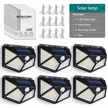 1/2/4/6PCS LED Solar Wall Lamp With Motion Sensor, 4 Sides Lighting LED Solar Lamp,Bright Solar Light, Recargables,Outdoor Solar Night Light, Suitable For Garden Decor Light, Courtyard Lighting,Street Lamp Garden Railing Decorative Lamp,Entrance Lighting