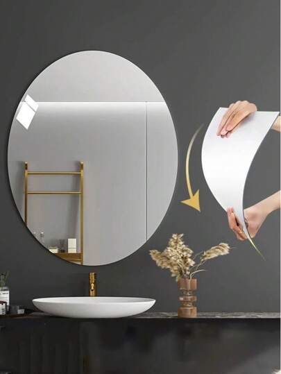 1pc DIY Acrylic Mirror, Bathroom Spiegel Makeup Unbreakable, Self Adhesive, No Installation Required. Wand Square Round Heart Shaped Unbreakable Waterproof Material, Peel Stick, Bedroom Vanity Office, Indoor Outdoor Walls. Home Back To School Room Supplies view 7