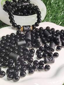 20pcs High-Quality Constellation Decorative Beads & Natural Obsidian Crystals, Can Be Used To Make DIY Jewelry, Bracelets, Couple Necklaces, Mobile Phone Chains And Unique Constellation Jewelry Gifts, Are Ideal Gifts For Halloween, Christmas And Thanksgiving. - Multicolor - View 3