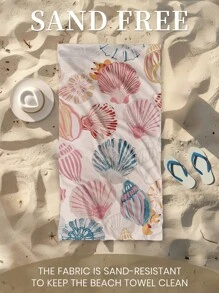 1pc Printed Beach Towel, Crab And Shell Pattern Swim Towel, Bath Towel, Fashion Style Beach Towel, Super Absorbent Bath Towel For Bathroom, Swimming, Fitness, Yoga, Soft And Comfortable Microfiber Towel, Lightweight And Portable, Wind And Sun Protection, Sandproof For Summer Travel, Vacation Holiday Bathroom Decor, Recommend Regular Sizes And Larger Sizes, (35*75cm Small Size Towel,150cm Or Above Recommended)