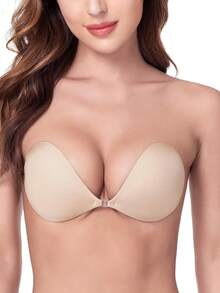 Sticky Adhesive Silicone Push Up Invisible Bra - Backless, Strapless For Women With Nipple Covershalloween - Light Flesh - View 7