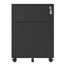 2 Drawer Mobile File Cabinet With Lock Steel File Cabinet For Legal/Letter/A4/F4 Size, Fully Assembled Except For Wheels, Home/ Office Design, Black-5217 - Multicolor - View 2