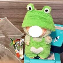 Blind Box Macaron Plush Vinyl Dolls, Frog Outfit For Labubu