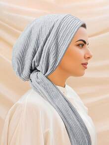 1件新款纯色弹力发带帽，多功能褶皱头巾帽，女士连衣裙适用