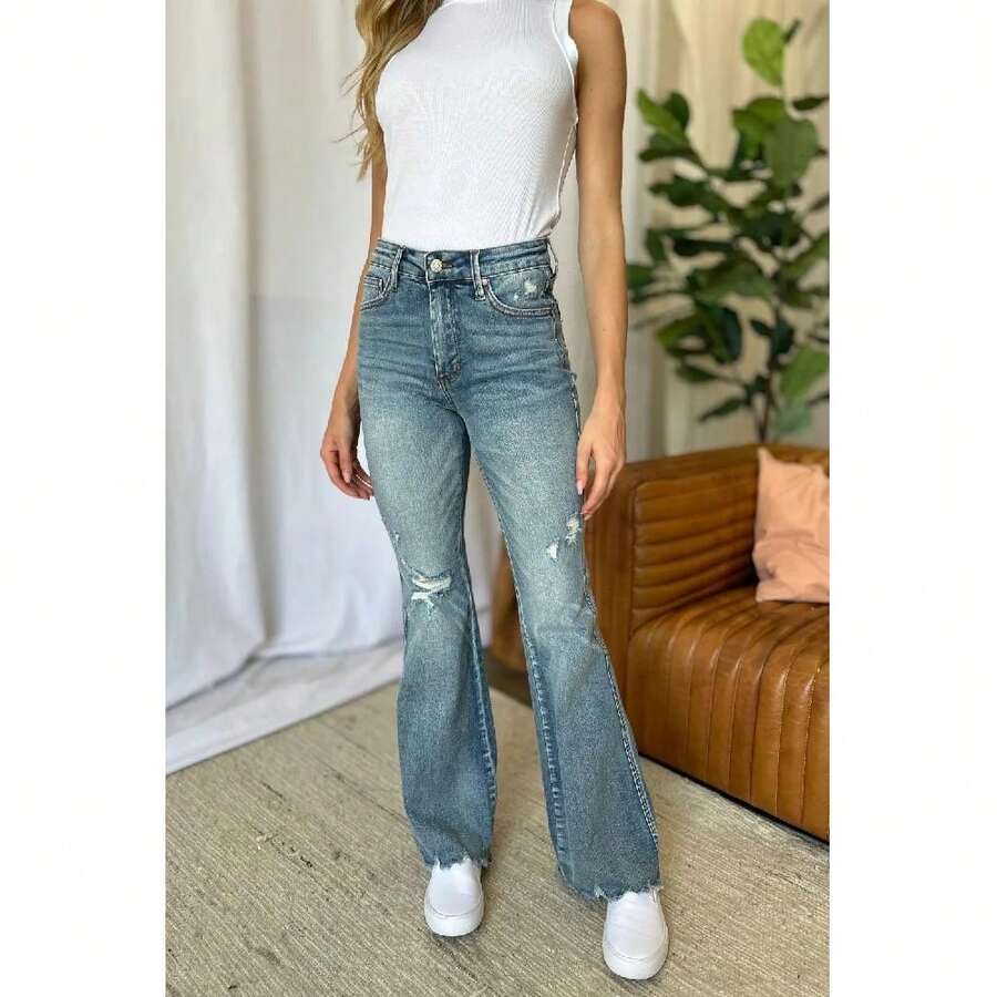 Full Size Medium Rise Tummy Control Destroy Flare