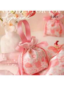 1/5/10pcs/Pack High Quality Gift Bags, Wedding, Christmas, Birthday Party Small Gifts Packaging Bags, Handles, Non-Folding Drawstring Bags - Multicolor - View 16