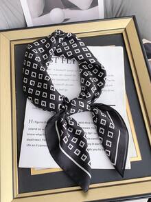 1pc Polka Dot & Plaid Printed Bandana, New Vintage Style Square Scarf, Women Breathable Sun Protection Headscarf, Neckerchief