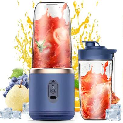 Portable Blender For Smoothies, USB Rechargeable Electric Blender With Drinking Cup And Lid, Personal Blender For Shakes And Smoothies, Frozen Fruits, Vegetables, Little Smoothie Maker, Personal Drink Mixer, Portable Juicer, Little Blender For Home, Travel