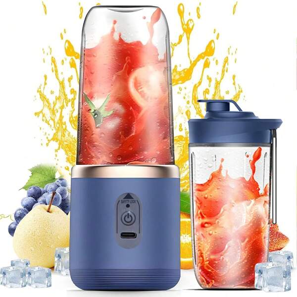 Portable Blender For Smoothies, USB Rechargeable Electric Blender With Drinking Cup And Lid, Personal Blender For Shakes And Smoothies, Frozen Fruits, Vegetables, Little Smoothie Maker, Personal Drink Mixer, Portable Juicer, Little Blender For Home, Travel