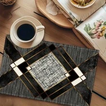 1/2/4/6/8 Pieces Luxury Placemat Set - Designed With Bright Red Abstract Geometric Patterns, Desktop Decoration, Daily Tablecloth Table Mats, Coasters, Suitable For Holiday Party Decoration, Coffee Table And Home Decoration, Kitchen Table And Room Decoration Accessories, Dining Table Decoration, Restaurant Company Gatherings