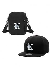 2pcs/Set Unisex 26 Letter Printed Baseball Cap & Portable Chest Bag Set, Outdoor Street Fashion Casual Adjustable Hat, Suitable For Spring, Summer Everyday, Outdoor Camping, Birthday, Father's Day Gift