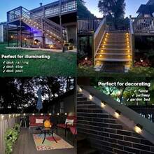 36/24/12/4 Pieces Solar Roof Lights,LED Solar Step Lights,Outdoor Solar Steps,Solar Deck Lights,Outdoor Solar Lights -IP43 Waterproof,Automatic On/Off Switch,12 Hours Lighting For Outdoor Stairs,Fences And Walkways,Multiple Colors Of Illumination,Easy To Install,Ideal For Decorative Lighting For Porches,Stairs,Decks,Gardens And Patio Lighting For Fences And Pathways Lighting Outdoor Solar Ambiance Lighting - ánh sáng ấm áp - Xem 5