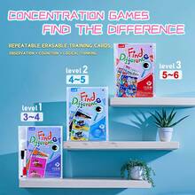 1 Peça de Jogo de Quebra-cabeça para Treinamento de Concentração Infantil para Encontrar as Diferenças, Cartas de Desenvolvimento de Inteligência, Pensamento Cerebral, Livro 123 Estágios com Caneta e Ferramenta de Escrita
