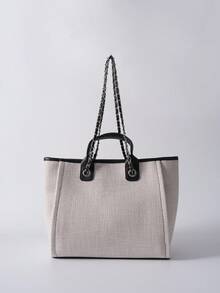 Minimalist Large Capacity Tote Bag, Tote Bag Large, Best Fall Inspo Ideas Winter Gifts - White - View 4