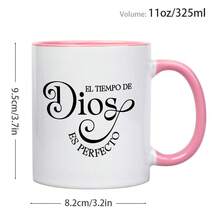 1pc, 3A Grade,EL TIEMPO DE DIOS ES PERFCTO,11oz Coffee Mug,Instant Rich Coffee Mug,Reusable, Perfect For Giving To Family, Friends, Men, Women, And Office Birthdays, New Year's, Valentine's Day, And Holiday Gifts - Pink - View 7