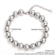 1pc Stretch Stainless Steel Bracelets Gold Sliver Color 2MM 5MM 8MM Stacked Ball Beaded Bracelet For Women Men Jewelry