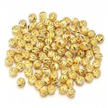20-100 Stücke/Packung vermessingte gold-/silberfarbene facettierte runde Metallperlen, verschiedene Stile wählbar, schwerer Metall Chic DIY Schmuckherstellung Zubehör für Armband, Halskette, Anhängersperlen