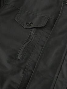 Men's Loose-Fitting Winter Coat With Flap Pockets, Lined With Thick Wool, A Classic And Warm Jacket. - Hitam - View 9