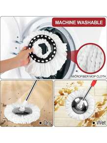 8/6/5/3/1pcs Pack Rotating Mop Replacement Heads, With Super Fine Fiber And Machine Washable Features, Compatible With Round Cyclone Rotating Mop, Standard Round Cleaning Replacement Heads, Easy Replacement, Household Cleaning Hygiene, Can Make Floors Mirror Smooth, Remove Grease, Dust, Household Essential Super Fine Fiber Rotating Mop Replacement Heads, Compatible With Round Cyclone Magic Mop, Universal Standard Round Cleaning Replacement Set