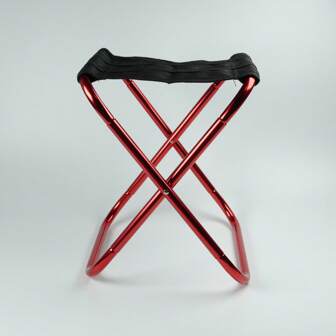 Ultralight Portable Foldable Fishing Stool - Stainless Steel Frame In Red & Blue, Compact Design For Camping, Fishing And Outdoor Adventure