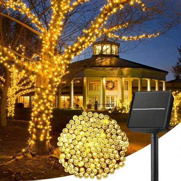 GHUSTAR Guirlande lumineuse solaire 32 m 300 LED, 8 modes réglables, étanche IP44 pour l'extérieur, parfaite pour la décoration de cour, de jardin, de porche, de festivals et de fêtes