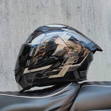 Wysokiej jakości modułowy kask motocyklowy typu flip-up z podwójnym wizjerem, spersonalizowany duży spojler, zatwierdzony przez DOT, gniazdo głośnika Bluetooth, odpowiedni dla mężczyzn i kobiet