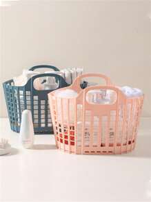 1/3 PCS, Plastic Foldable Storage Basket With Handle, Suitable For Home Bathroom And Laundry, Multi-Functional Storage, Snack And Sundries Storage, Suitable For Home Storage, Picnic Takeout