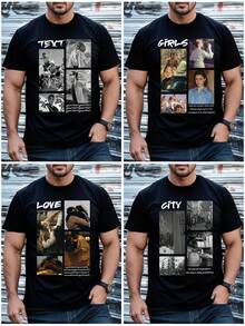 Photo Personalized Plus Size T-Shirt For Men, Custom Patterns/Logos, Plus Size Men's Apparel, Personalized Graphics Crew Neck Plus Size Black Sports - Black - View 2