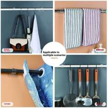 8pcs Curtain Rod Hooks, Window Curtain Rod Fixed Clips, Adjustable Bar Holders Wall Mounted Brackets, Suitable For Home, Bathroom, Kitchen, Hotel Use