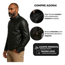 Casual Leather Jacket Cold Weather Thick Waterproof Top - 黑色 - 查看 2