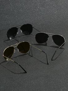 3pcs Men's Metal Frame Aviator Style Glasses, Daily Wear, Travel, Cycling, Fashionable Accessory