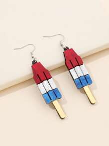 1 par de pendientes casuales con gota de color bandera de EE. UU. y estrella de acrílico para mujeres y niñas, accesorios patrióticos para el Día de la Independencia