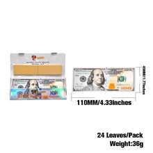 1/5/24 Books 110mm Extra Large Size Cigarette Rolling Papers + Filters, Dollar Pattern Design, 24 Papers + 24 Filters Per Booklet, Smoking Accessory Rolling Papers