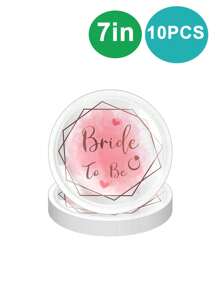 10 قطع أطباق ورقية لزينة الحفلات، أطباق ورقية لحفلة العزوبية ، أطباق دائرية "عروس مستقبلية" لحفلة العزوبية، أطباق حلوى صالحة للاستعمال مرة واحدة مناسبة للأعراس والخطوبة وحفلات العزوبية