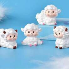 A Cute Resin Micro Landscape Ornament Featuring Animal Figurines Like Puppy, Piglet, And Lamb