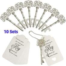 10/20/30/50 件复古万能钥匙开瓶器，完美的婚礼礼物和新娘送礼会礼物（银色） - 條子 - 查看 10
