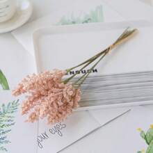 6pcs Artificial Wheat Ears, Light Pink, Dark Purple, Light Purple, Blue, Yellow, Beige Lavender Wheat Spikes, Realistic Floral Decor, Wedding Scrapbooking',Fall Decor,Autumn