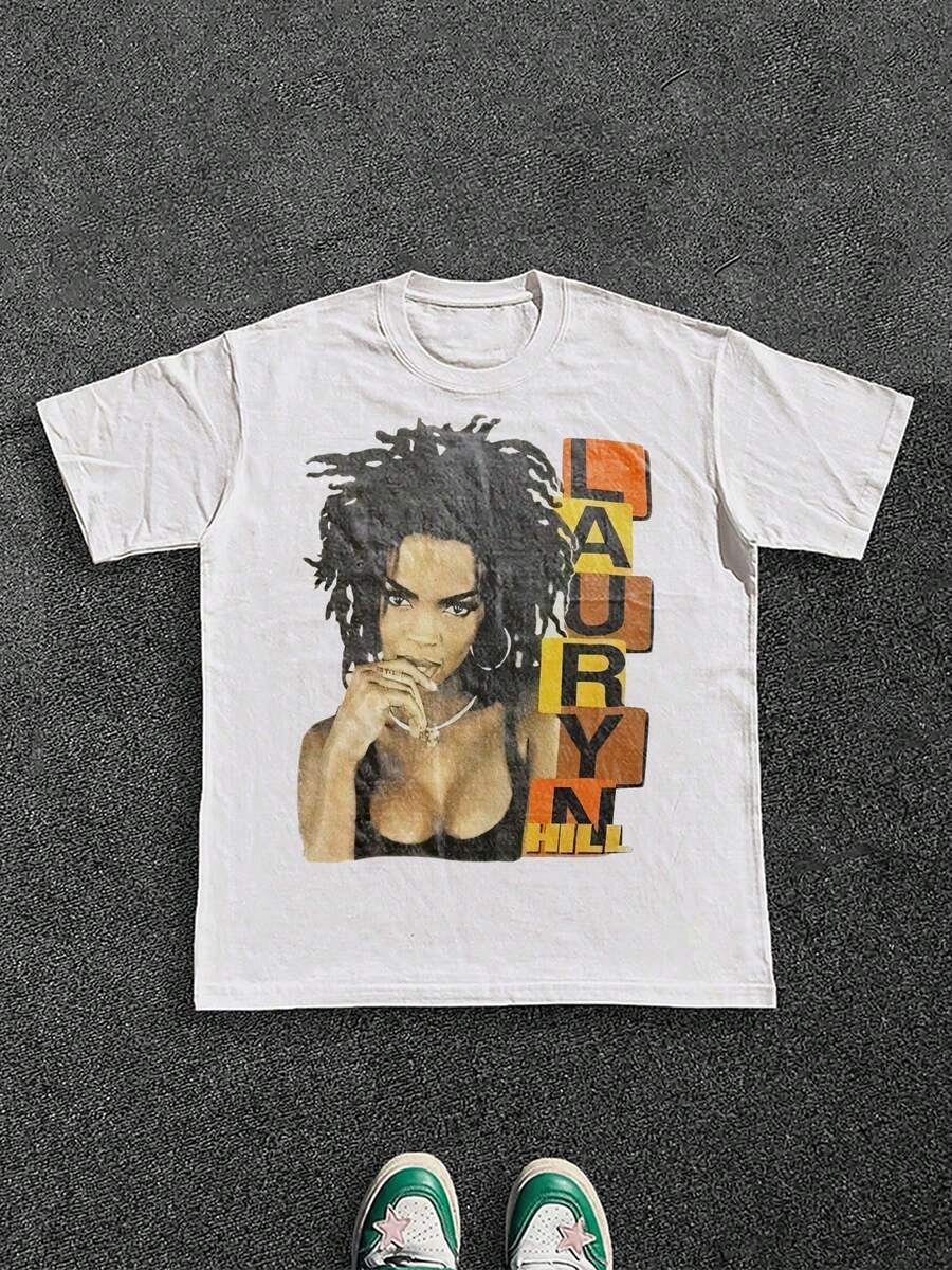 Lauryn Hill - Hip - Hop - Icon Men's Graphic T-Shirt, 100% Cotton, 220g - trắng - Xem 1