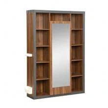 Appendiabiti con specchio, armadio multifunzionale con libreria e vetrina, porta abiti con vaschetta raccogligocce, ganci e grucce – 180x40x200 cm – Pratica soluzione di contenimento dal design elegante per l'ingresso, la camera da letto o la zona spogliatoio – Look intramontabile bianco o rovere naturale