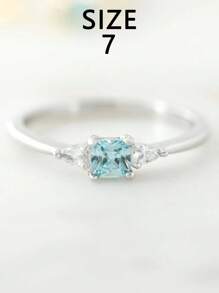 1pc S925 Sterling Silver Vintage Style Blue Zirconia Minimalist Ring, Elegant & Versatile Jewelry Gift For Women, Suitable For Daily Wear, Parties, Holidays